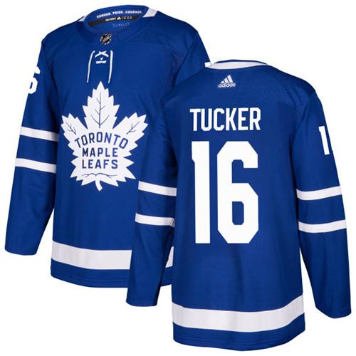 Adidas Maple Leafs #16 Darcy Tucker Blue Home Authentic Stitched NHL Jersey - Click Image to Close
